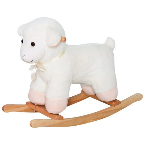 Plush Rocking Horse Toy with Wooden Base