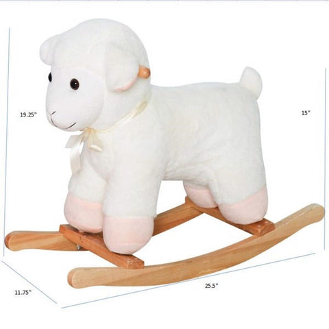 Plush Rocking Horse Toy with Wooden Base