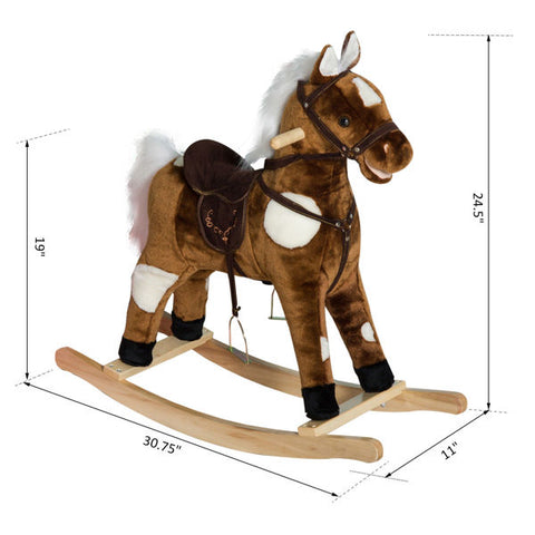 Plush Rocking Horse Toy with Sound and Motion