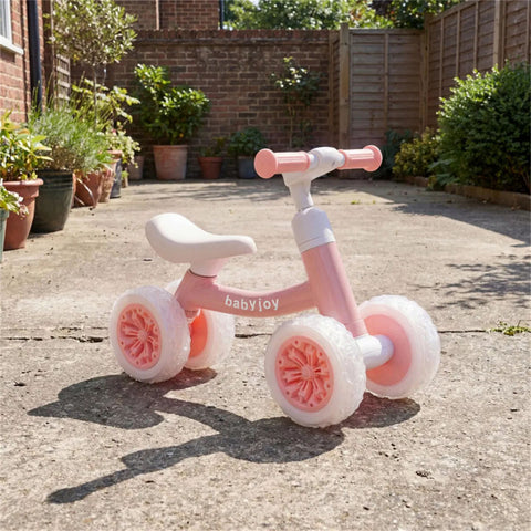 4-Wheel Kids Balance Bike with Light-Up Wheels