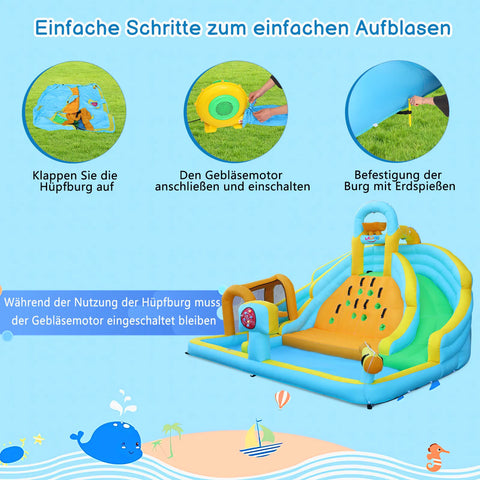 Inflatable Water Park Bounce House with 450W Blower