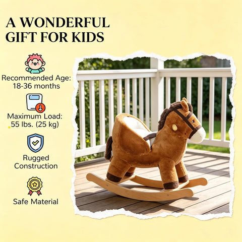 Kids Rocking Horse Ride-on With Wooden Base