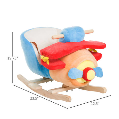 Plush Ride-On Airplane Rocker With Music and Seat Belt