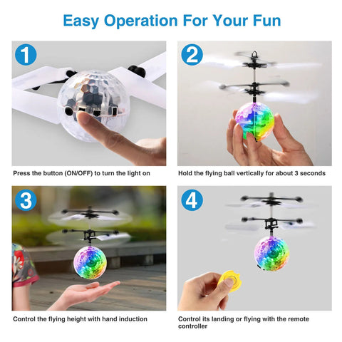 Infrared Induction RC Flying Ball Drone Toy with LED Lights