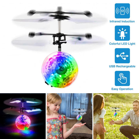 Infrared Induction RC Flying Ball Drone Toy with LED Lights