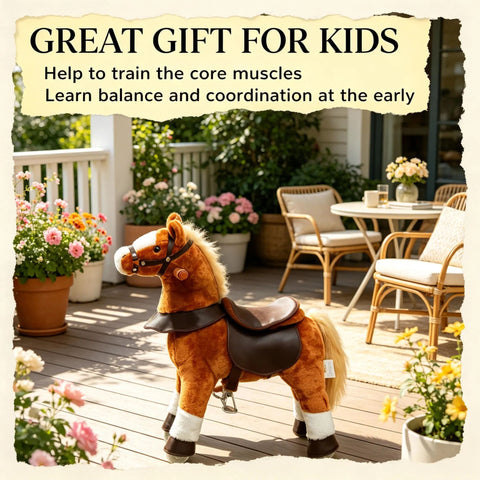 Kids' Ride-On Pony Horse Toy with Wheels and Sounds
