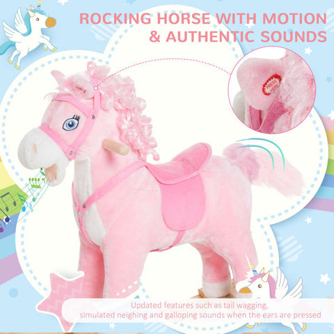 Plush Rocking Horse Toy with Realistic Sound Effects