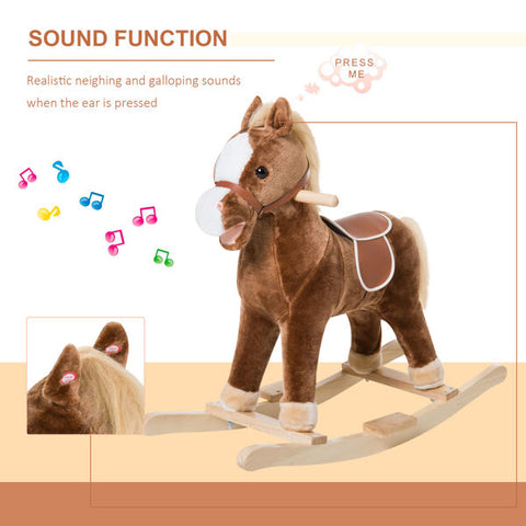Plush Rocking Horse Toy with Realistic Sound Effects