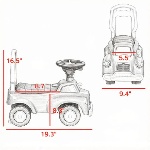 Toddler Fire Truck Ride-On Sliding Car Toy with Music and Horn