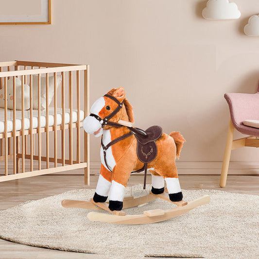 Plush Ride-On Rocking Horse with Realistic Sounds