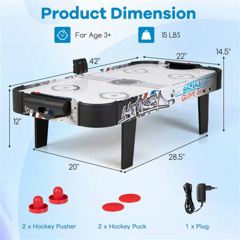 42-Inch Indoor Air Hockey Game Table with LED Scorer