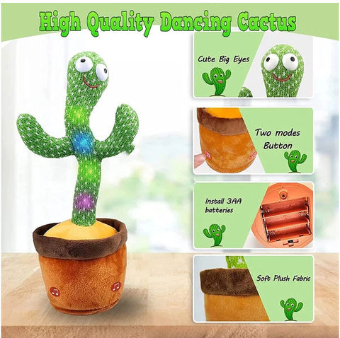 Dancing Cactus Plush Toy with Recording and Music
