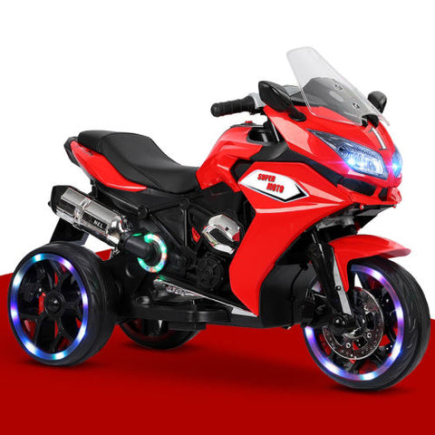 12V Kids 3-Wheel Electric Ride-on Motorcycle with Light-up Wheels