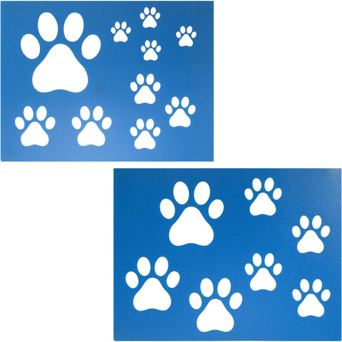 2-Pack Reusable Dog and Cat Paw Print Painting Stencils