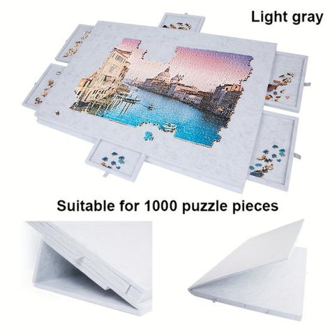 Foldable Puzzle Table with Sorting System and Built-in Stand